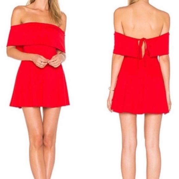 LPA x Revolve off the shoulder red mini dress size medium - Picture 1 of 15